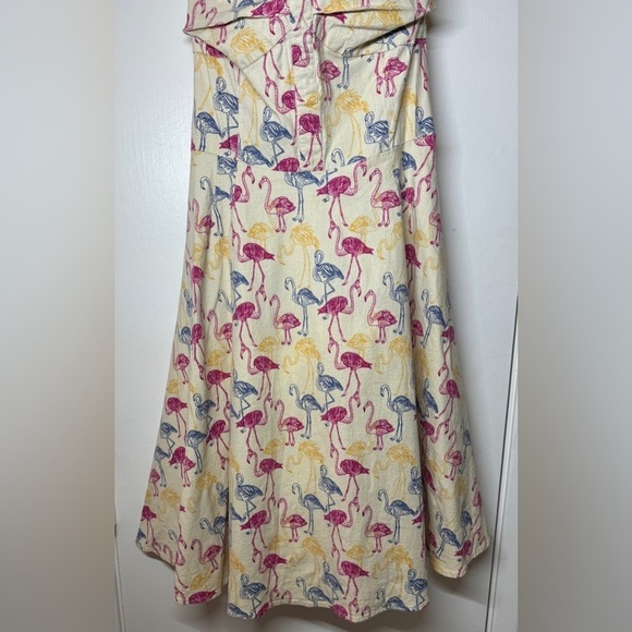 Collectif Retro Flamingo Novelty Swing Fit & Flare Yellow Blue Pink Dress 4XL - Picture 7 of 16